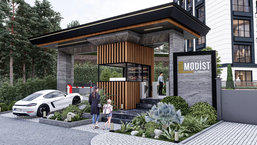 Modist Çekmeköy karşılama kapısı ve güvenlik noktası